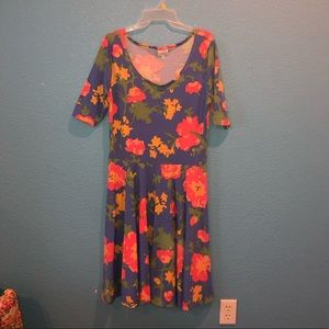 LuLaRoe Amelia Floral Lavender Midi Dress
